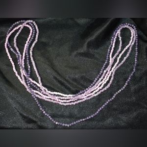 Purple 3 Strand Beaded Necklace